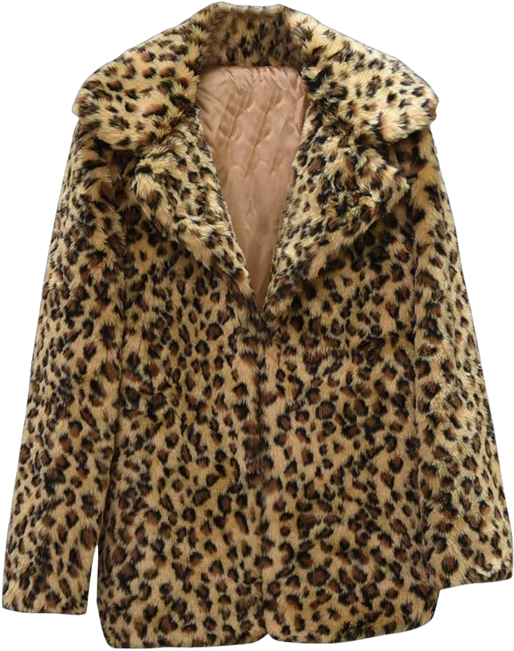 Sunmoot 2018 New Women Casual Warm Winter Long Lapel Leopard Print Faux Fur Coat (Small, Brown)