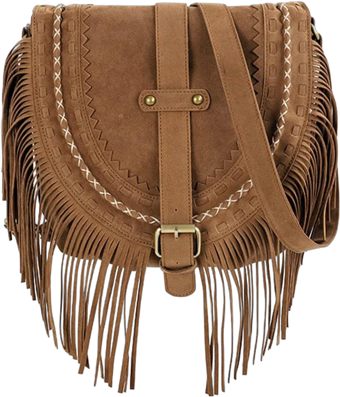 Faux Suede Fringe Crossbody Bag Western Bohemian Purses and Handbags for Women Khaki