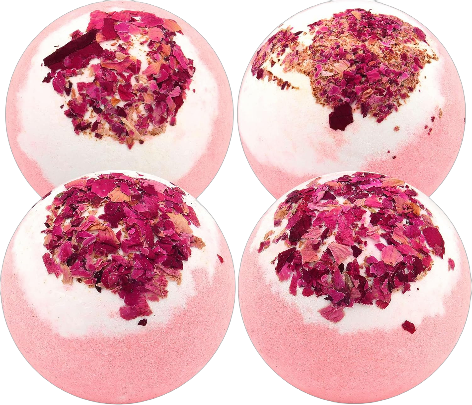 Dried Flower Bath Bombs Salt Balls,4 Pack Gift Set,Rose Extract Essential Oils,Moisturizing Dry Skin,Fizzy Spa,Relaxation,Self Care,Relaxing,Bubble Bath Bomb Gifts Idea for Men Women 4pcs Rose Dried Flower Bath Bombs