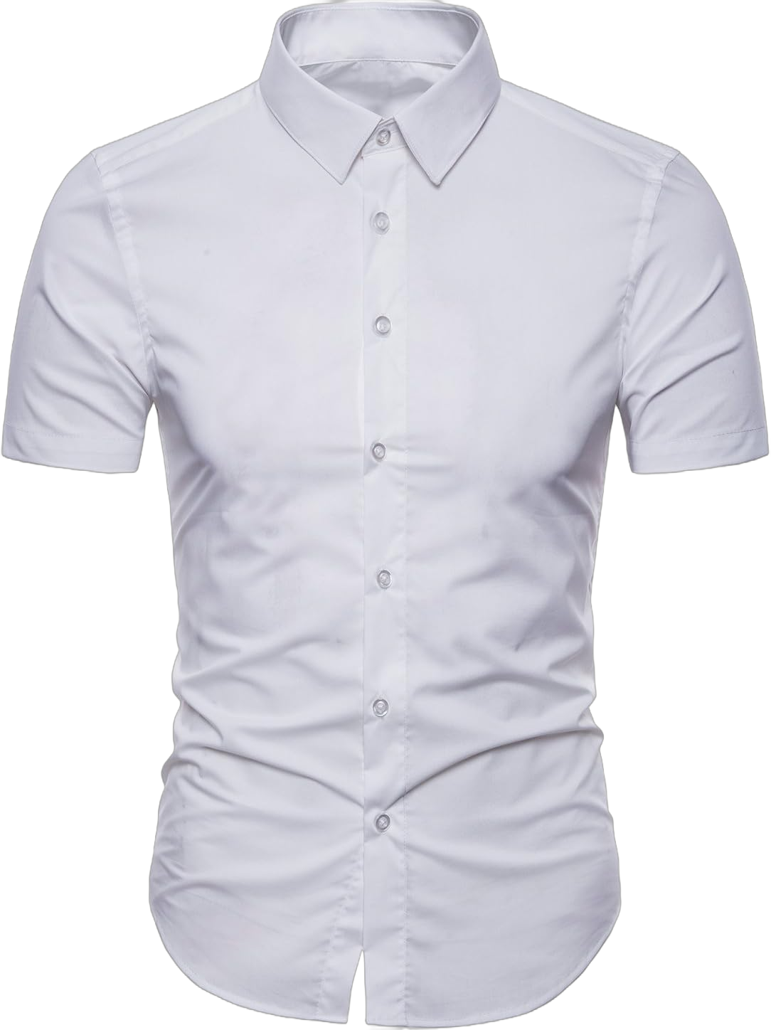 Manwan walk Men's Dress Shirts Short Sleeve Casual Business Cotton Button Down Shirts XX-Large White