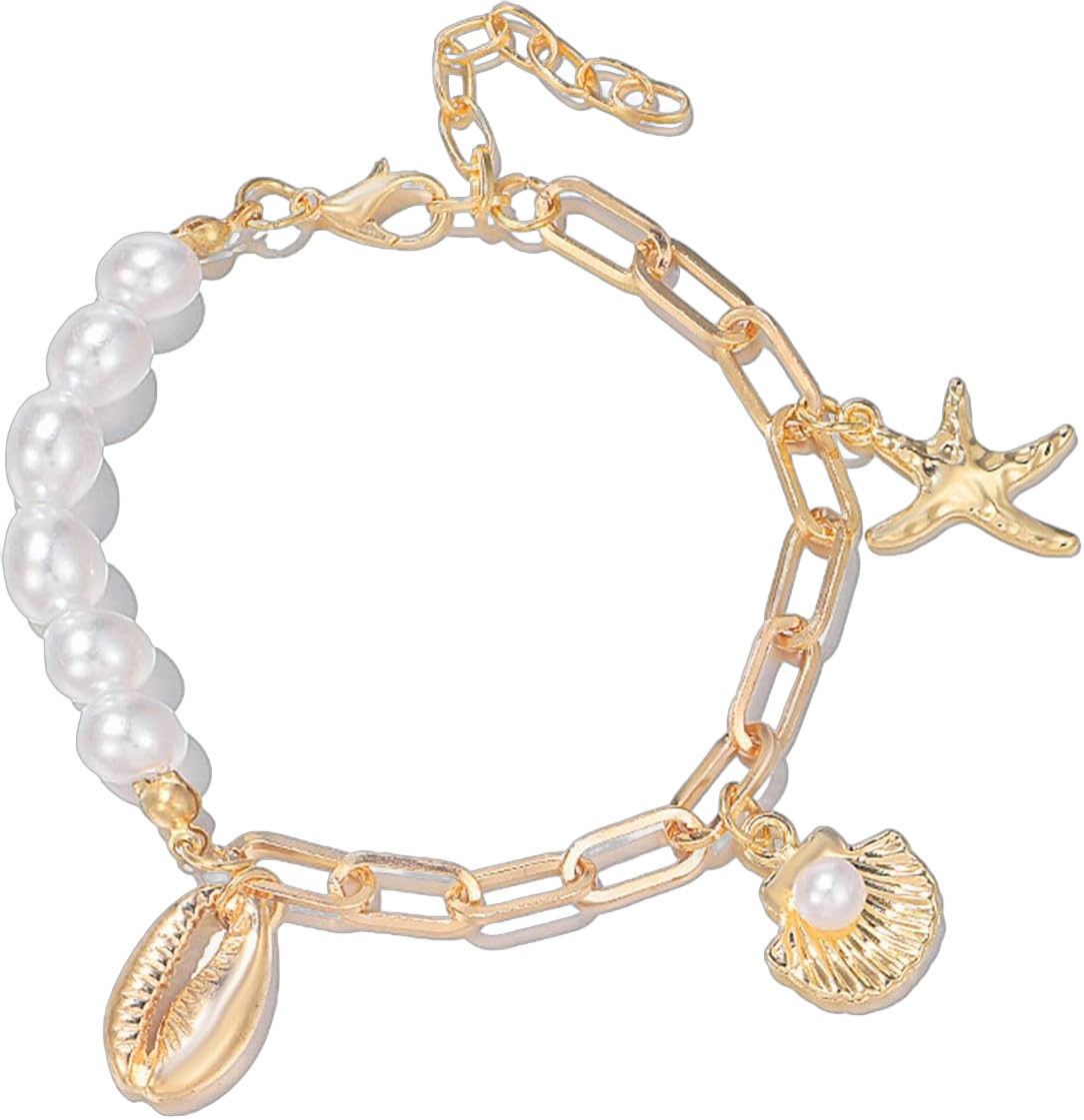 Gold Starfish Shell Bracelets for Women Boho Seashell Bracelets Cowrie Starfish Pearl Charm Bracelets Summer Beach Bracelets Hawaiian Summer Jewelry Style A