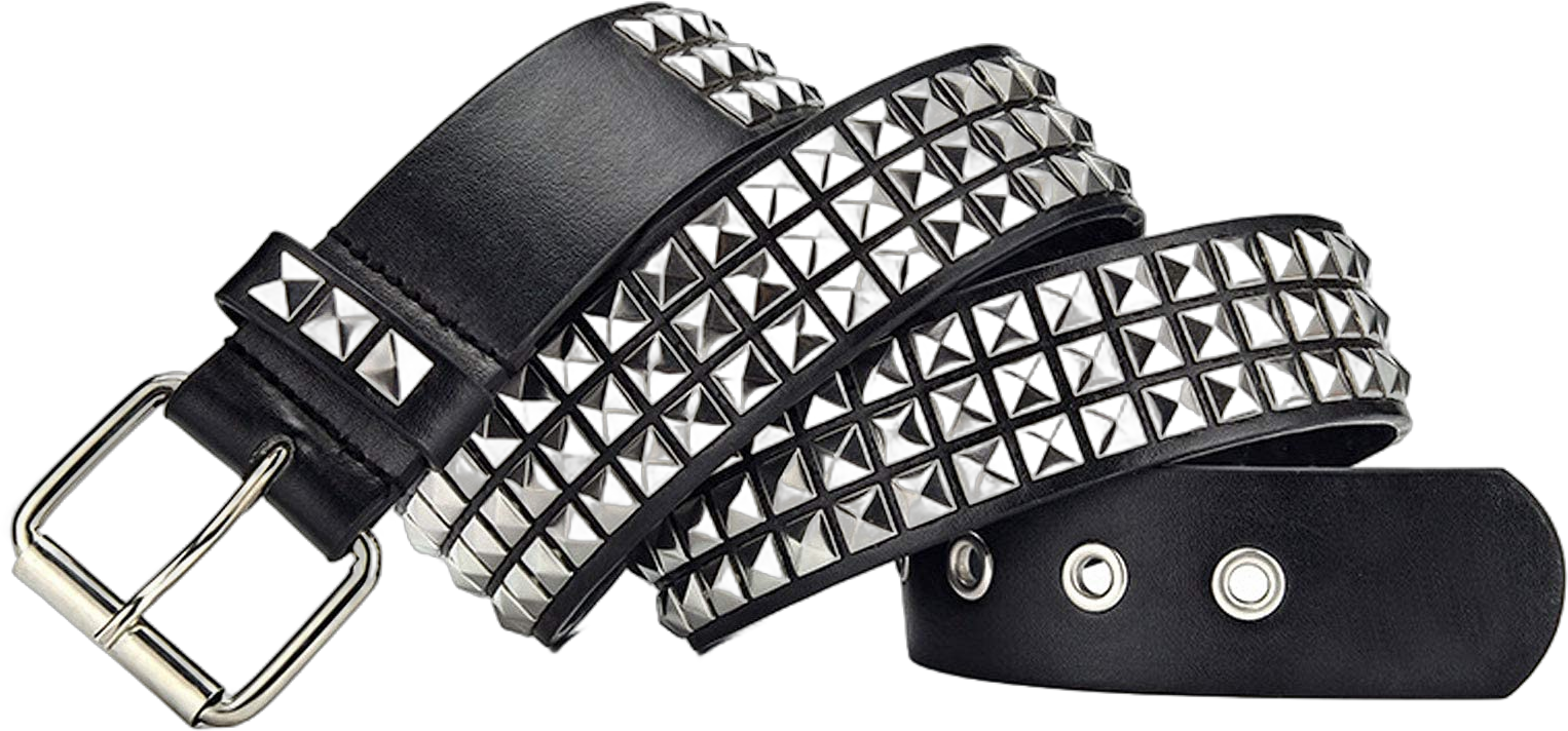 Punk Leather Belt,Women Men Goth Pyramid Studded Square Beads Rivet Jeans Belts (Black), One Size