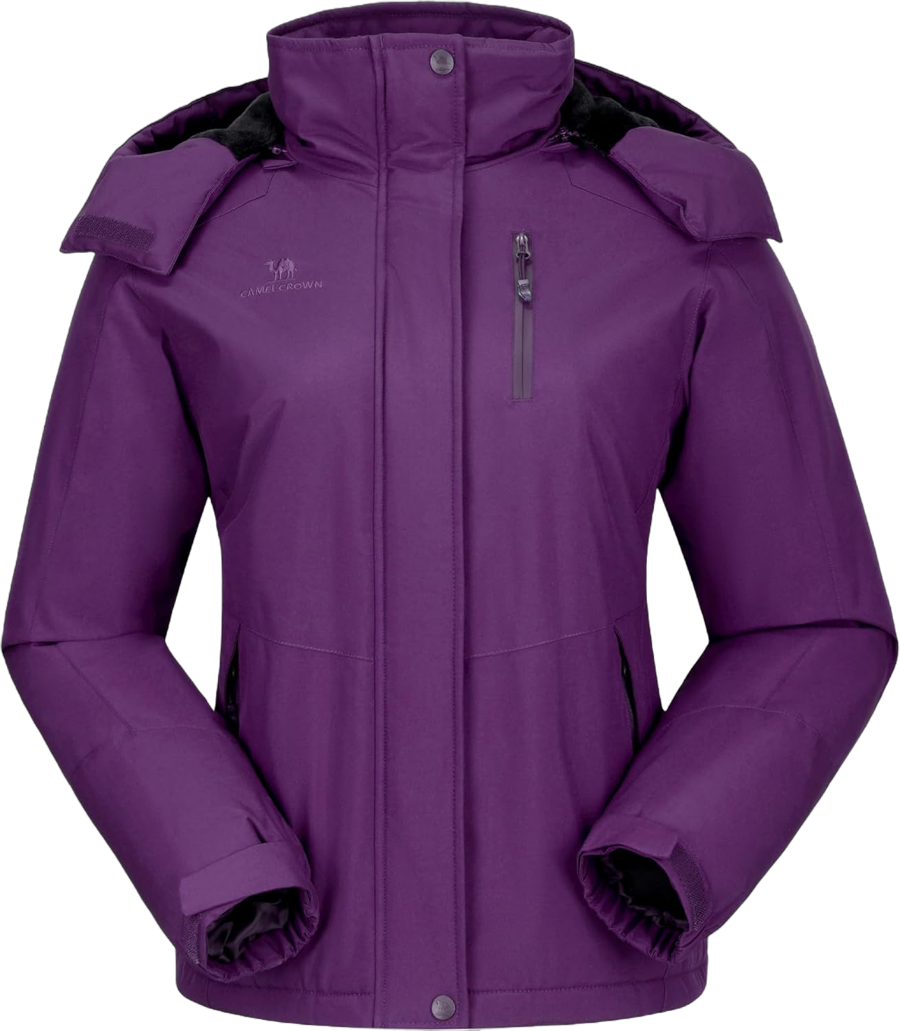 CAMELSPORTS Women's Waterproof Snow Ski Jakcet Fleece Warm Winter Coat Hooded Windproof Insulated Snowboarding Jacket Small A-purple