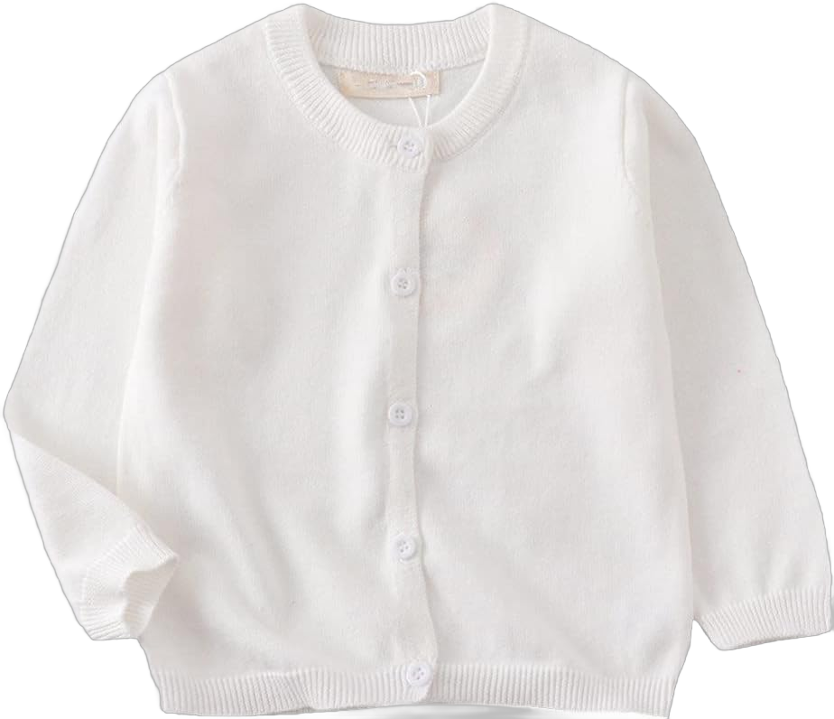 LNICEAR Toddler Boys Girls Crewneck Cardigan Sweaters Long Sleeve Kids Button Cotton School Uniform Knit Tops Outwear 6 Years White