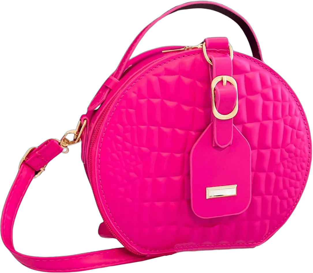 Floerns Women's Small Crossbody Bag Round Bag Crocodile Leather Circle Handbag One Size Hot Pink