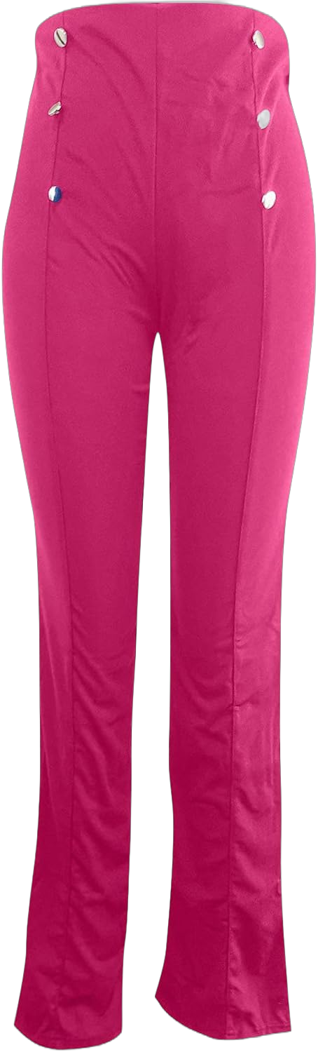 niuwa Women's High Waisted Trousers Solid Color Stretch Comfy Pants Loose Fit Boot-Cut Office Work Long Pants XX-Large Hot Pink