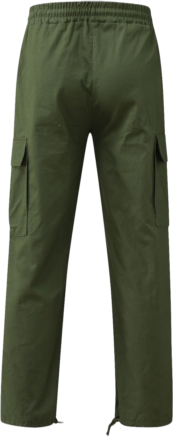 Cargo Pants for Men Casual Athletic Outdoor Hiking Pants Loose Fit Straight Leg Tactical Work Trousers with Pocket 3X-Large 01- Army Green