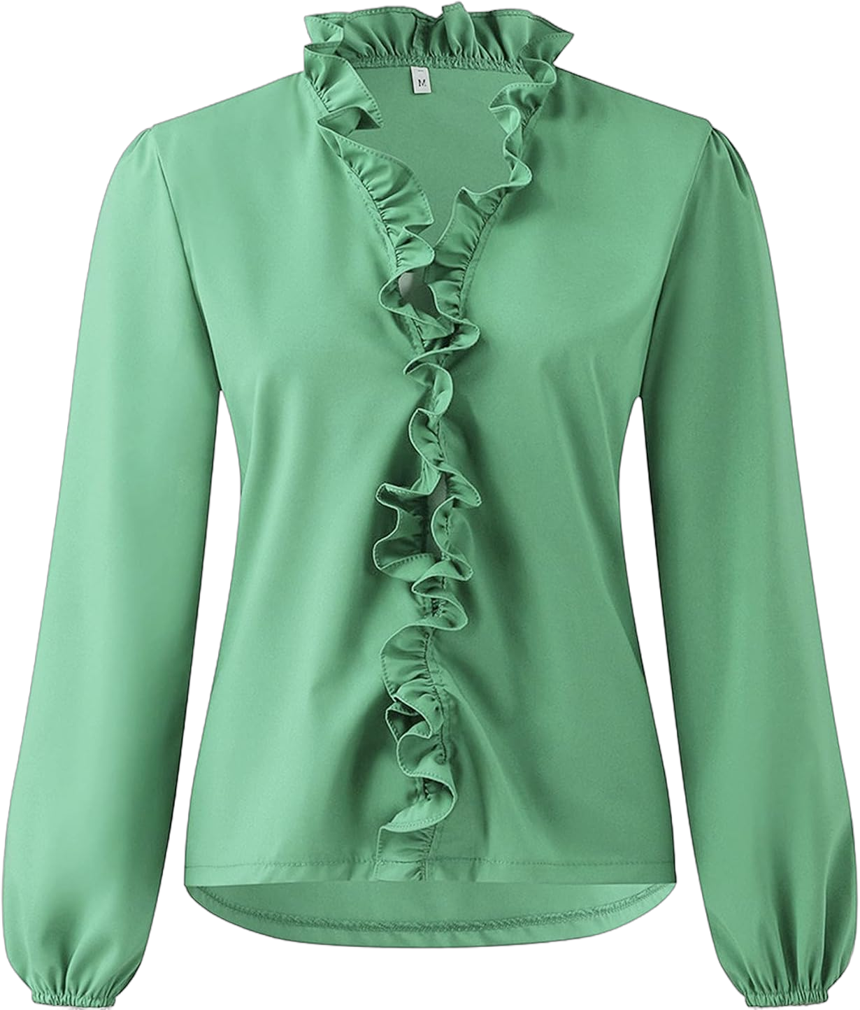 Aniywn Women O Neck Lace Floral Print Long Sleeve Blouse Fancy Ruffle Casual Tunic Top Medium Z01#green