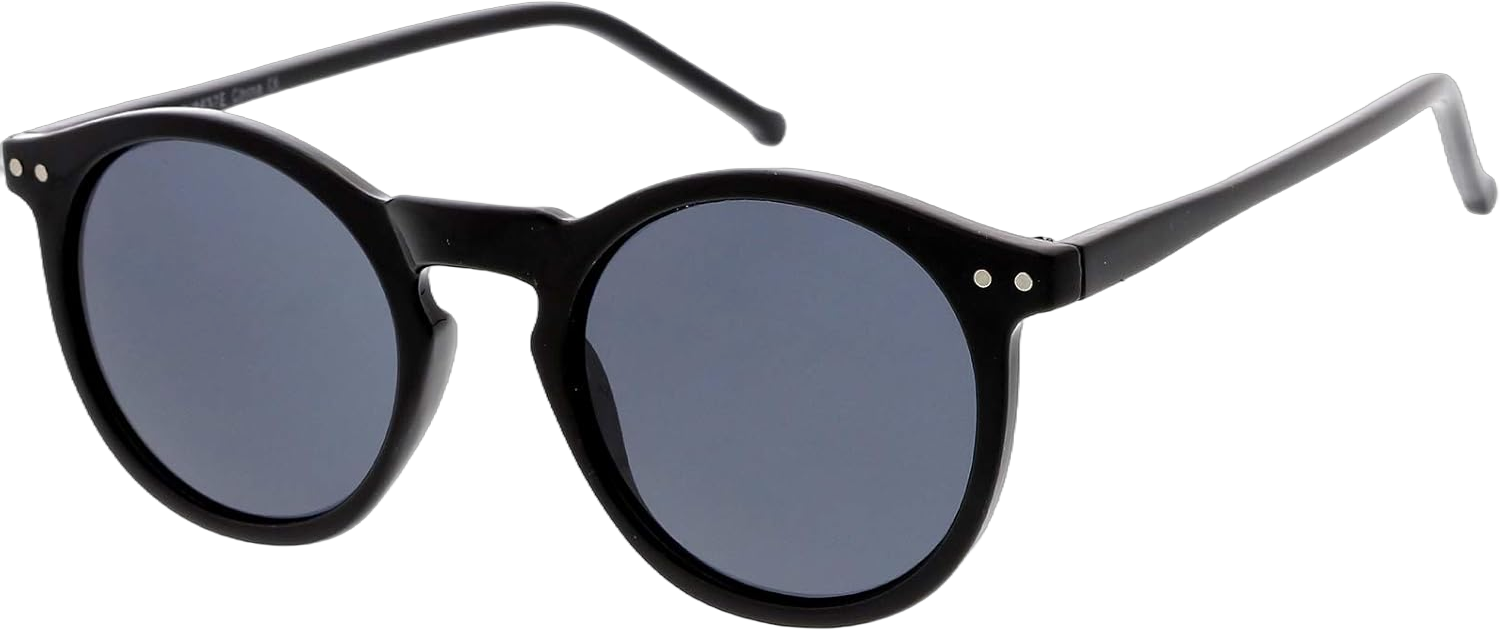 zeroUV - Vintage Retro Horn Rimmed Round Circle Sunglasses with P3 Keyhole Bridge C01 | Black / Smoke 48 Millimeters