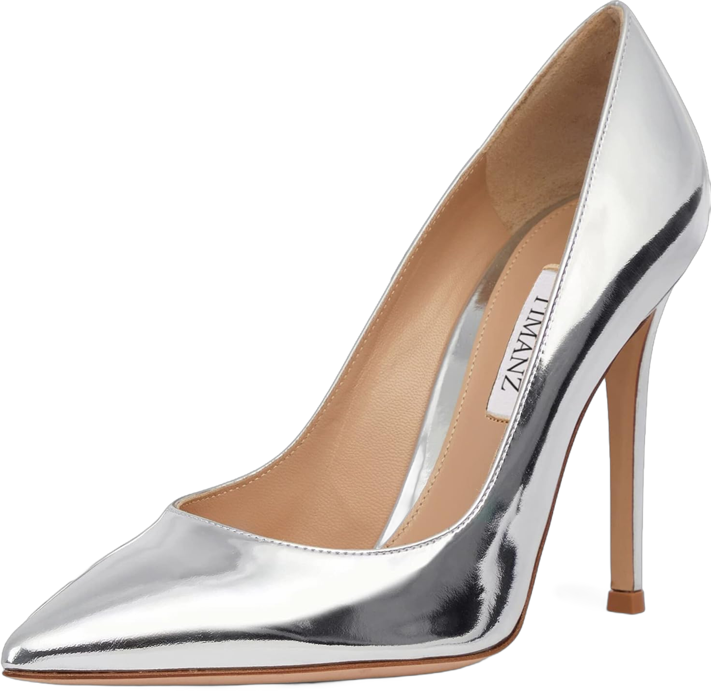 Women 4 Inch Sexy Prom Pointy Toe High Heel Stiletto Pumps Closed Toe Slip On Swallow Tailed Dress Party Shoes 9 Silver Metallic