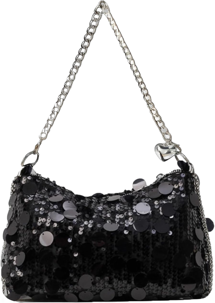 Women Sparkly Sequin Clutch Purse Glitter Evening Handbag Bling Crossbody Bag for Party Prom Banquet Black