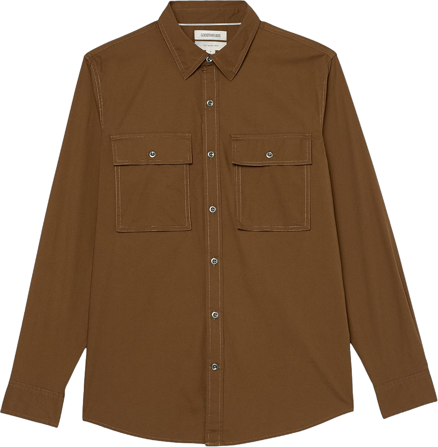 Amazon Essentials Men's Slim-Fit Long-Sleeve Two-Pocket Utility Shirt (Previously Goodthreads) Small Dark Olive