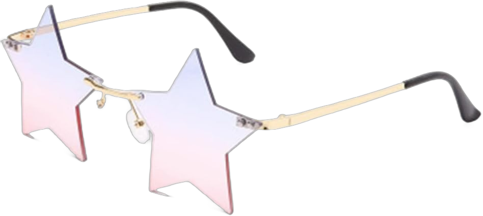 ENTHYI Rimless Star shape Sunglasses Personality Sun Glasses for women/men Party glasses personality pentagram eyewears Pink/Blue