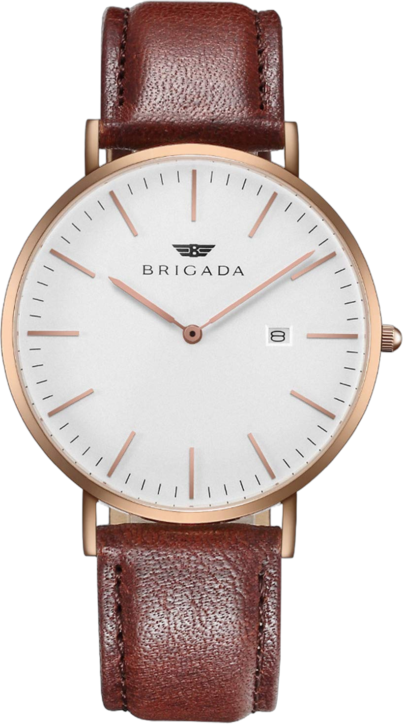 BRIGADA Women's Watch Nice Fashion Elegant Rose Gold Brown Leather Band Ladies Watch for Women Waterproof
