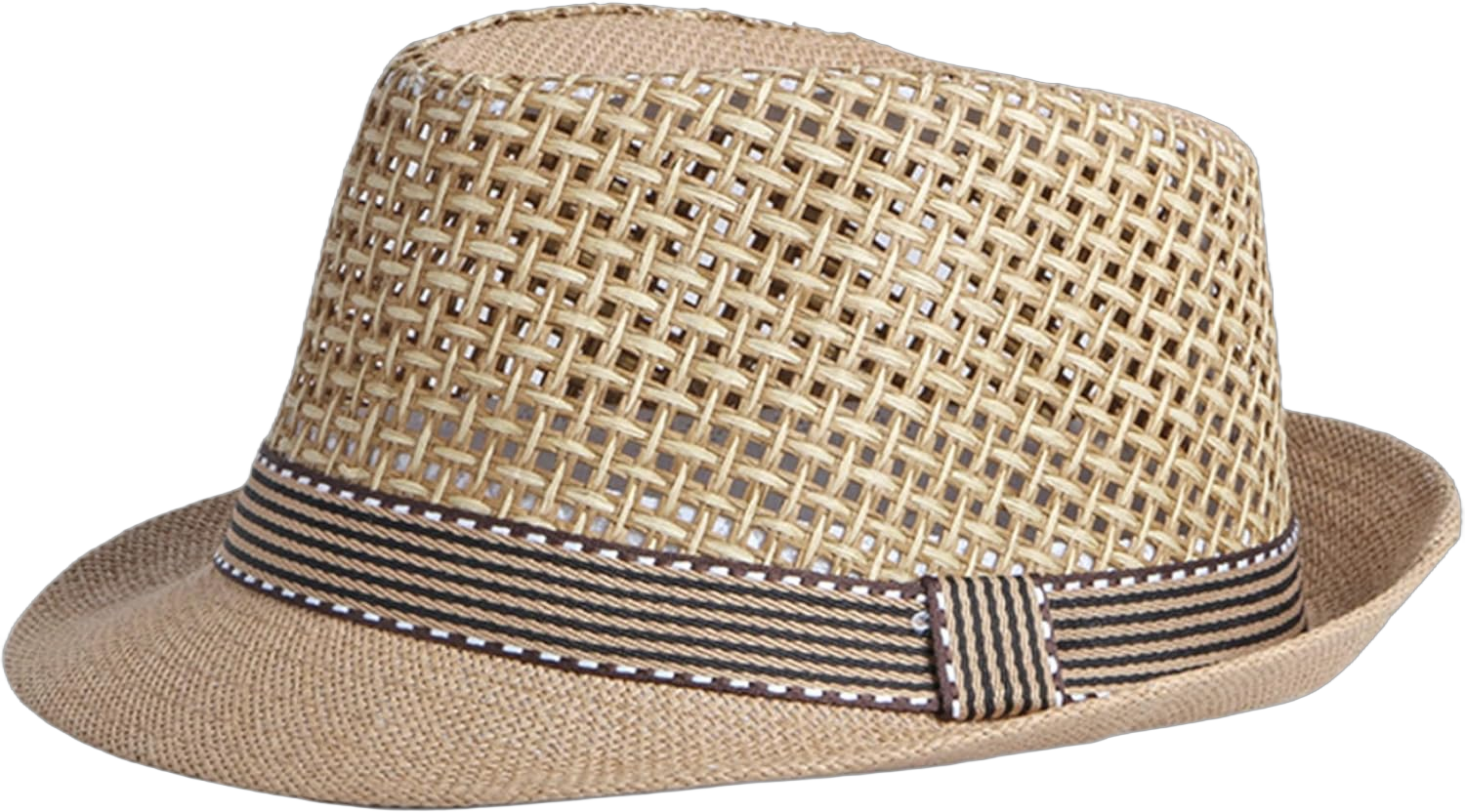 Summer Straw Panama Fedora Sun Hat Uv Protection Beach Cuban Trilby Hats for Men and Women,Khaki