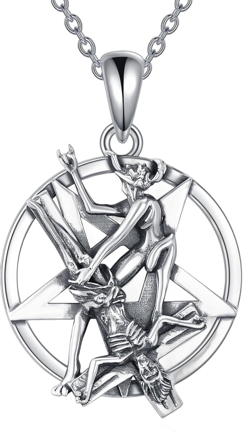 POPLYKE 925 Sterling Silver Pentagram Celtic Knot Gothic Pendant Jewelry Gifts Norse Viking Jewelry for Men Women Satanic