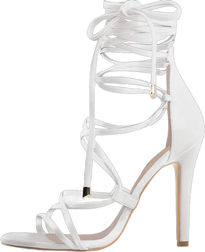 Richealnana Women's Lace Up Gladiator Crisscross Stiletto Heel Strappy Sandals 13 White