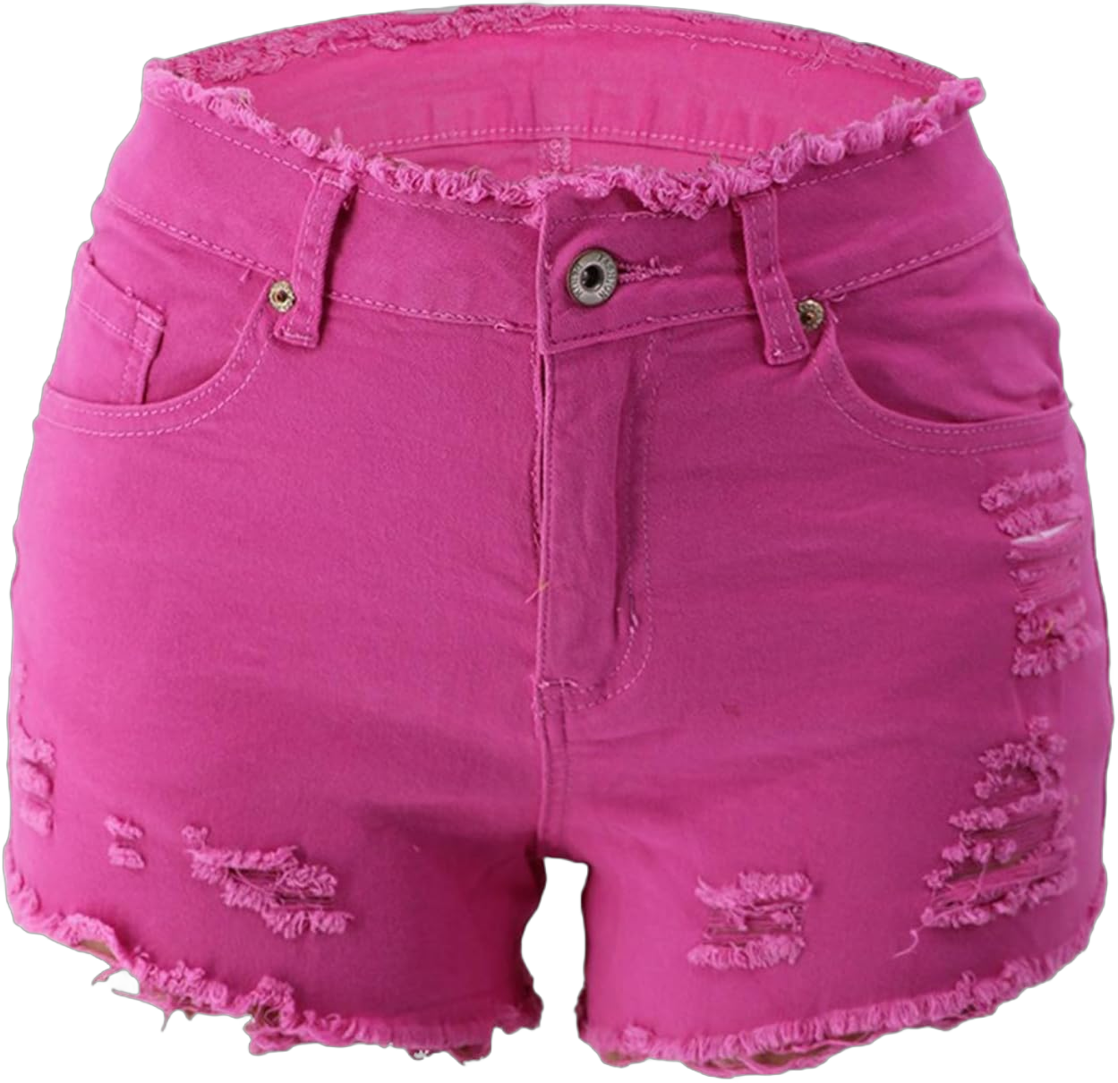 Andongnywell Jean Shorts Women Stretch High Waisted Ripped Denim Shorts with Pockets Summer Trendy Distressed Cut-Off Shorts Small Pink