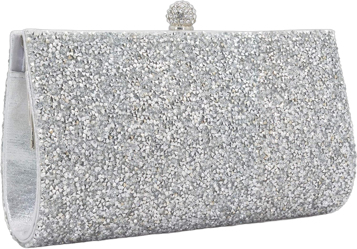 Bling Evening Bag for Women Rhinestone Crystal Clutch Purse Silver