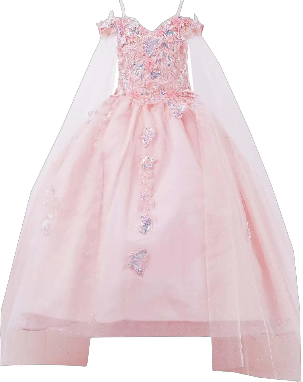 2025 Ball Gown A line for Little Girls Junior Kids Off Shoulder Tulle Cape Designer Flower Girl Dresses for Wedding 5 Blush Pink