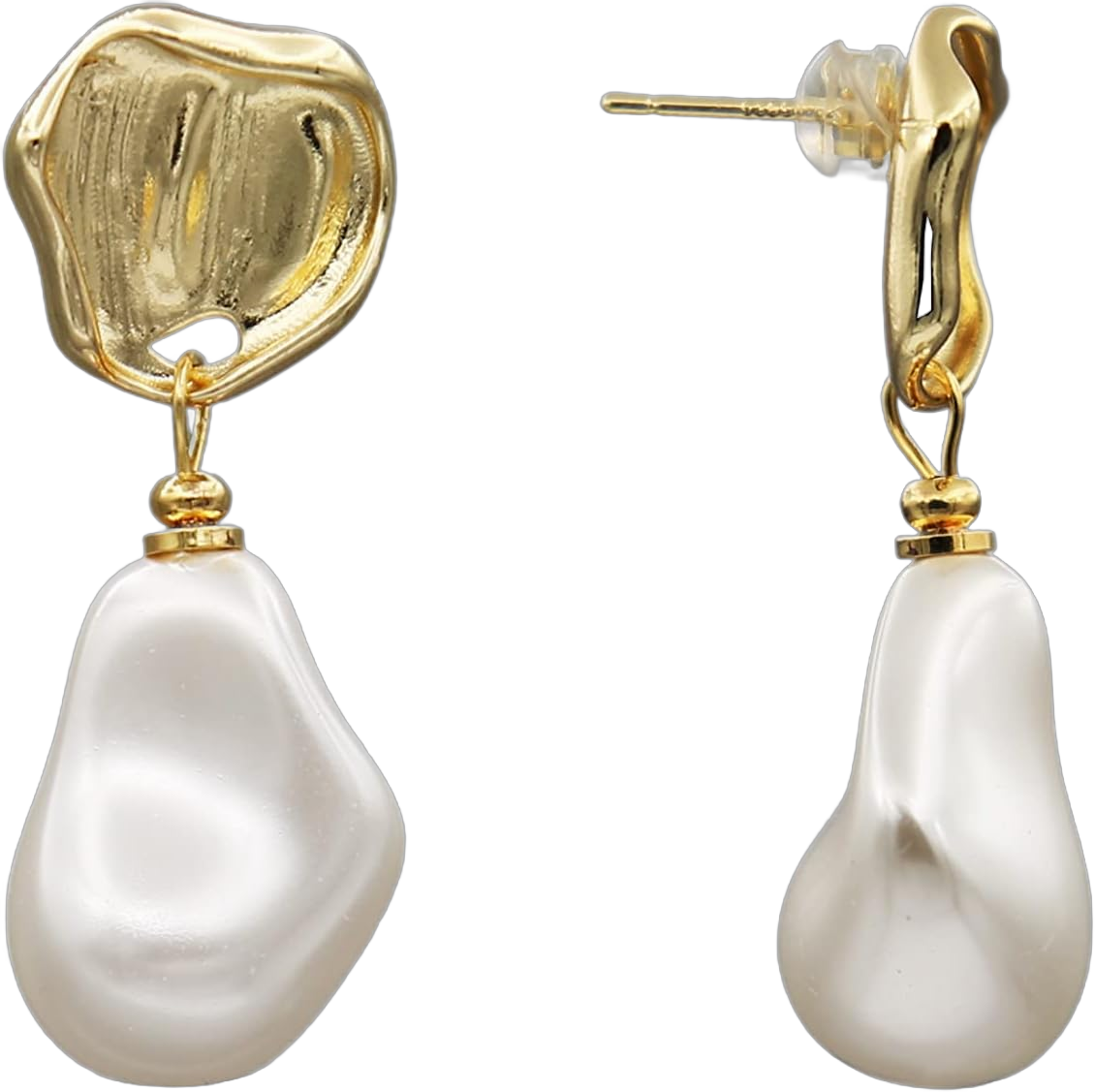 dh&yp Baroque Pearl Dangle Earrings for Women, Gold Plated Earring Hooks, Pearl Drop Earrings, Birthday Gift, Christmas Gift baroque