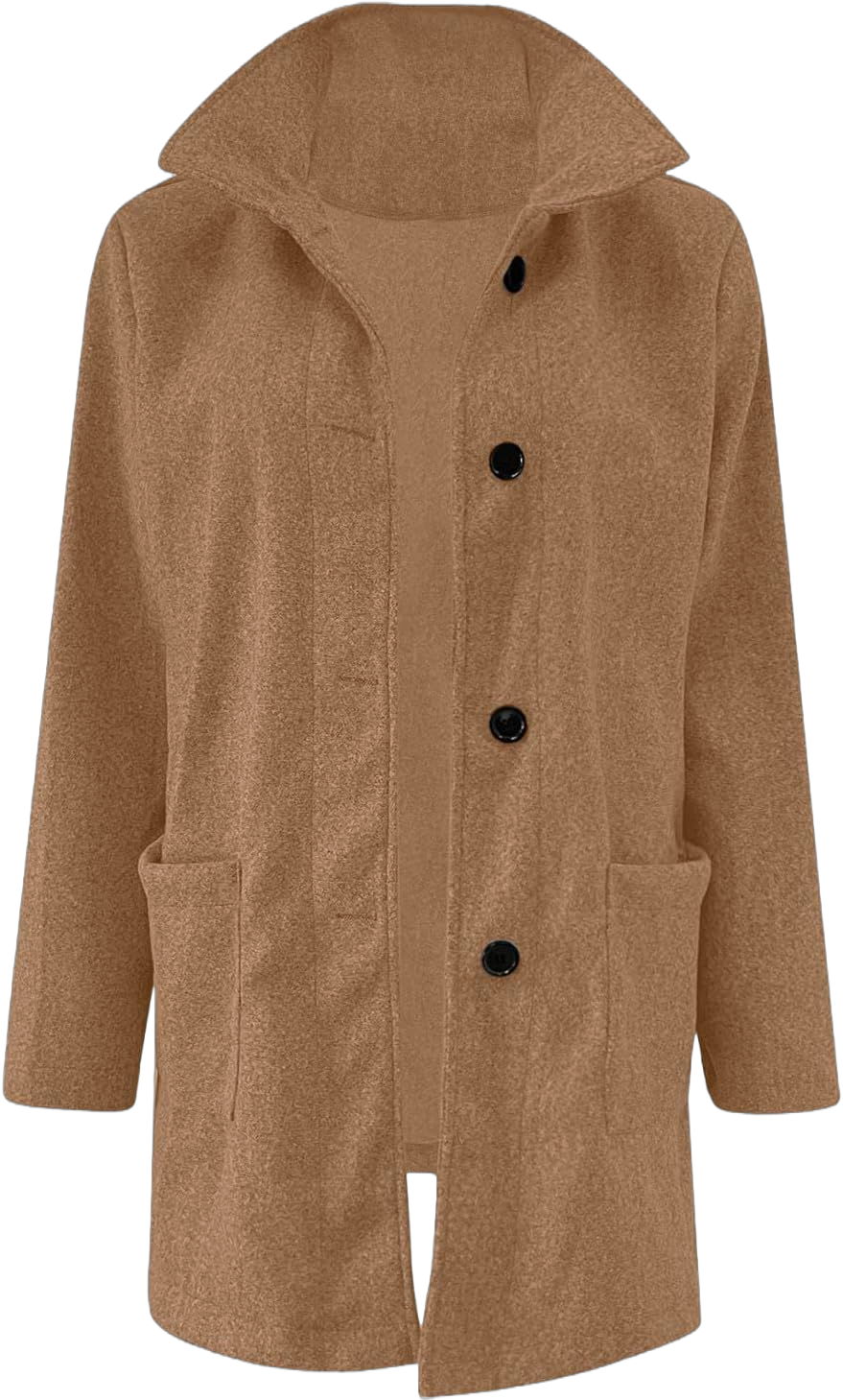 Wool Coats for Women 2024 Plus Size Casual Fashion Thicken Stand Collar Single Breasted Winter Jackets with Pockets Khaki Large