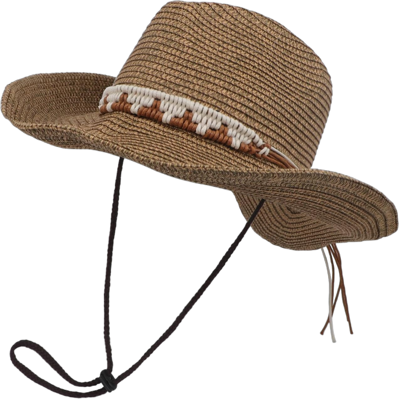 Mens Womens Western Style Straw Cowboy Hat Vintage Wide Brim Sun Protection Cowgirl Hat Summer Straw Hat Sun Hat Beach Hat One Size Brown