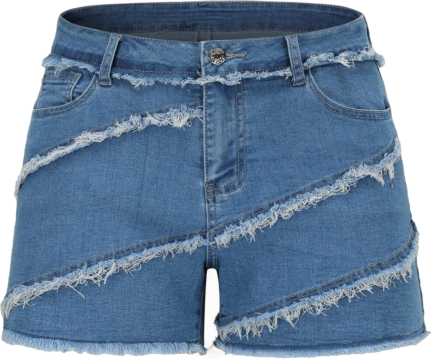 Women Mid Rise Ripped Stretchy Jeans Shorts Frayed Raw Hem Casual Denim Shorts Large Tas Light Blue