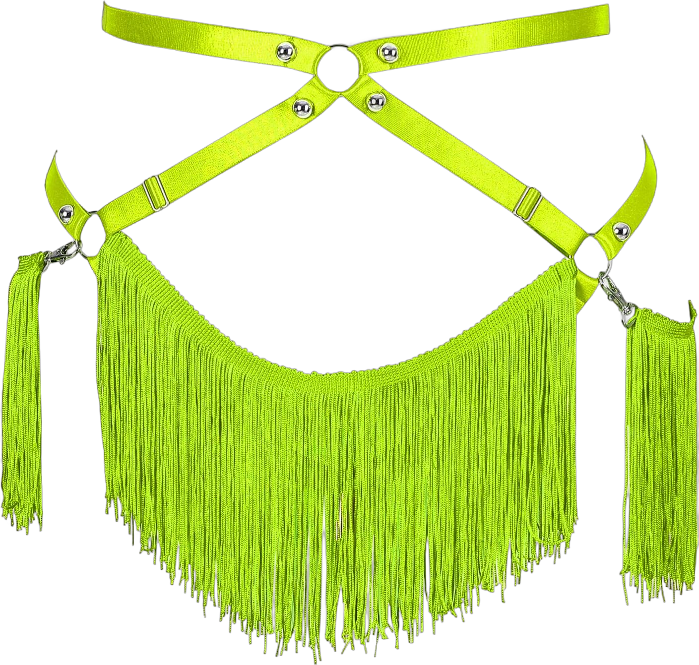 MAMOHSS Women's garter belt Punk Belt Plus Size Fringe Elastic Garter Belt Thigh Band Dance Club Body Accessories Fluorescent Green