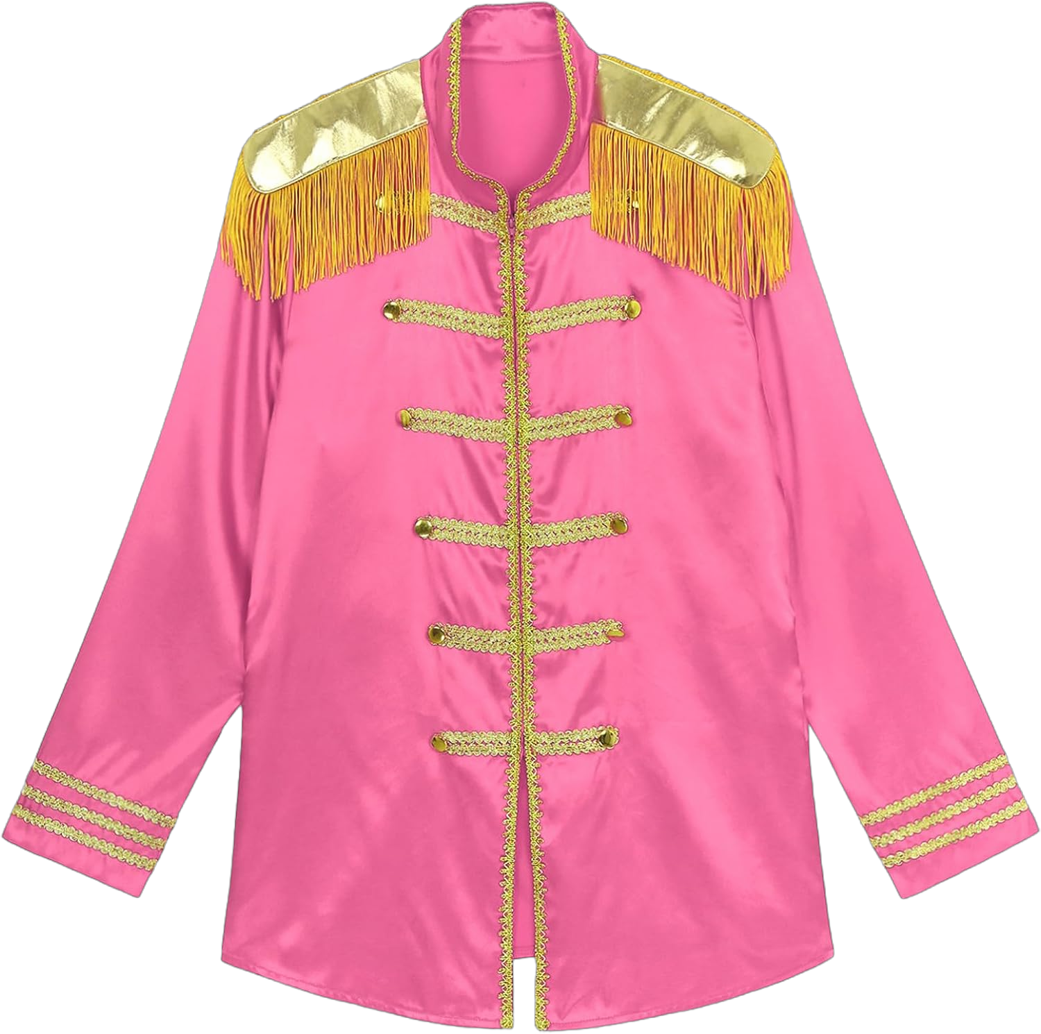 Womens Halloween SGT Sergeant Pepper Costume Jacket Marching Band Rock 60s Satin Cardigan Coat Hot Pink XX-Large