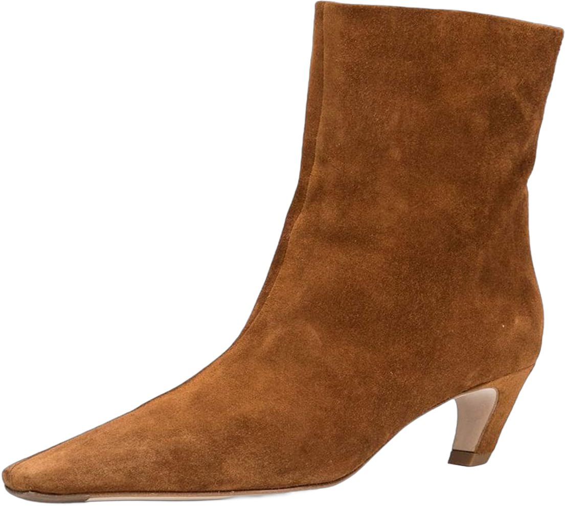 FSJ Women Square Toe Comfort Kitten Low Heel Ankle Boot Pull On Bootie Winter Faux Suede Casual Dressy Shoes Size 4-16 US 6 Brown