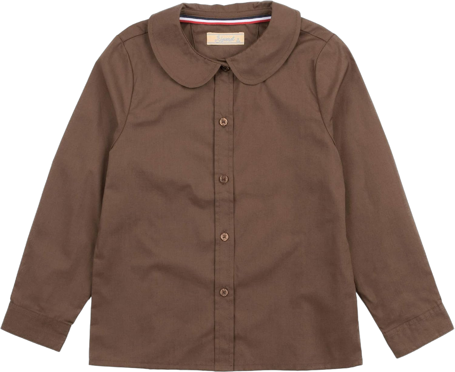 Leveret Kids & Toddler Girls Long Sleeve Uniform Cotton Dress Shirt Variety of Colors (Size 2-14 Years) 5T Brown