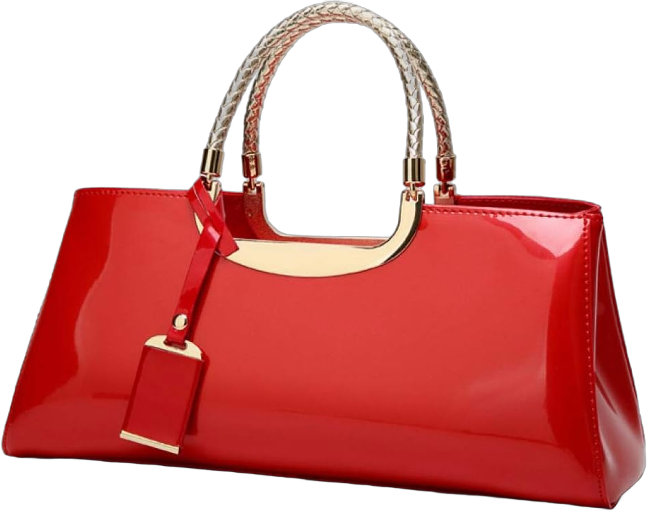 jessie Patent Leather Structured Shoulder Handbag Women Evening Party Satchel Crossbody Top Handle Bags Red