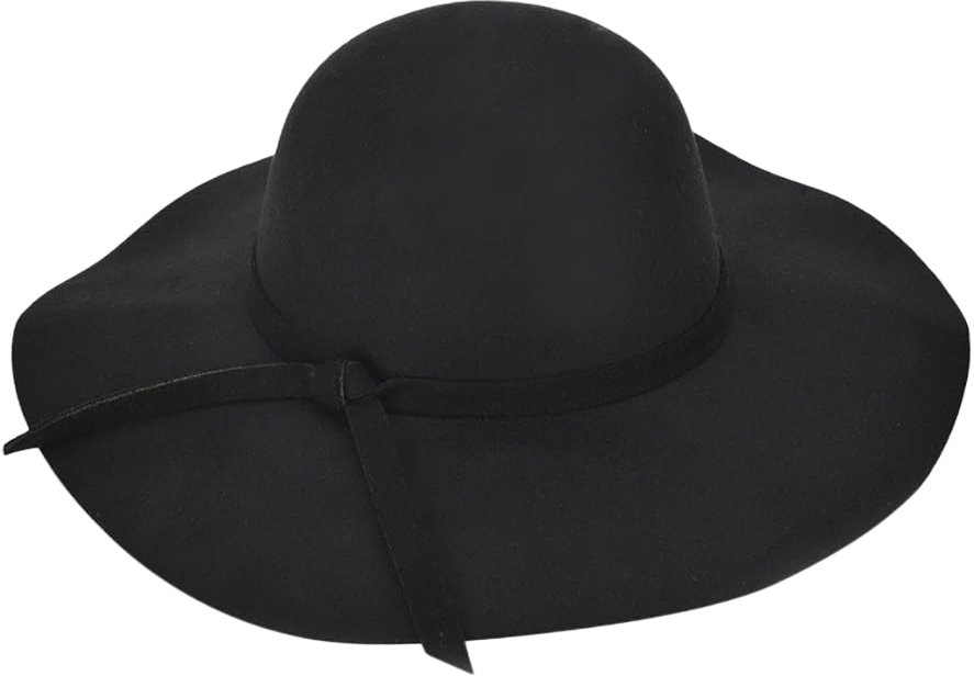 Wool Floppy Hat Vintage Wide Brim Felt Cap Fashion Bow Fedora Hat for Women Men Women Classic Wool Jazz Fedora One Size Black