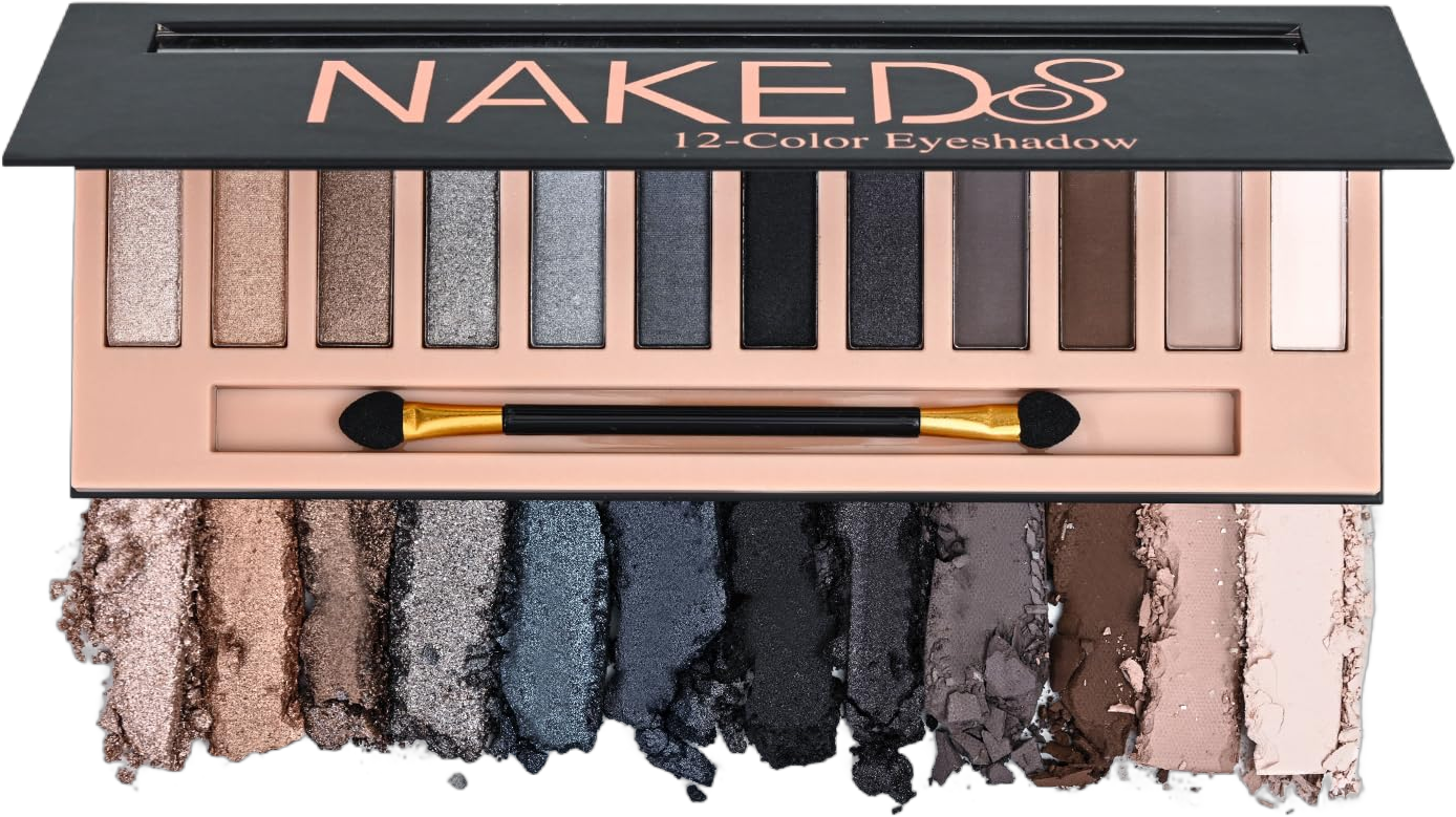 BestLand 12 Colors Makeup Smoky Eyeshadow Palette Natural Nude Matte Shimmer Glitter Pigment Eye Shadow Pallete Set Black Eye Shadow Halloween Make Up for Women (Color E Smokey)