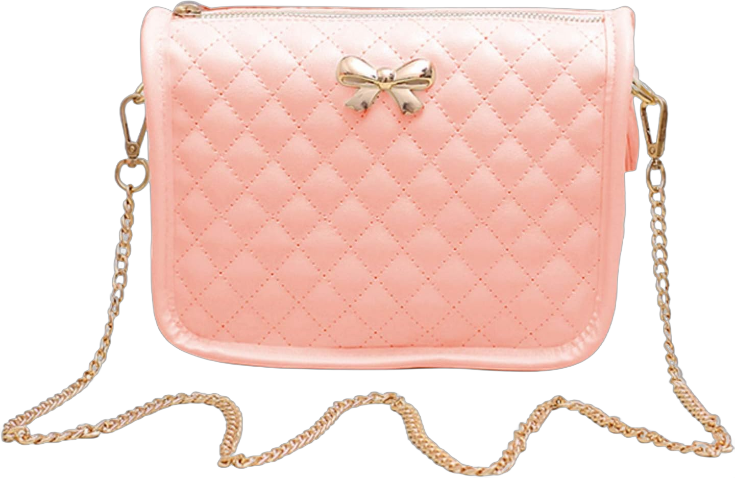 Hanbella Crossbody Purse for Women - Cute Quilted Leather Shoulder Bag with Gold Chain Strap for Teen Girls - Womens Clutch 3-1 Quilted Light Pink