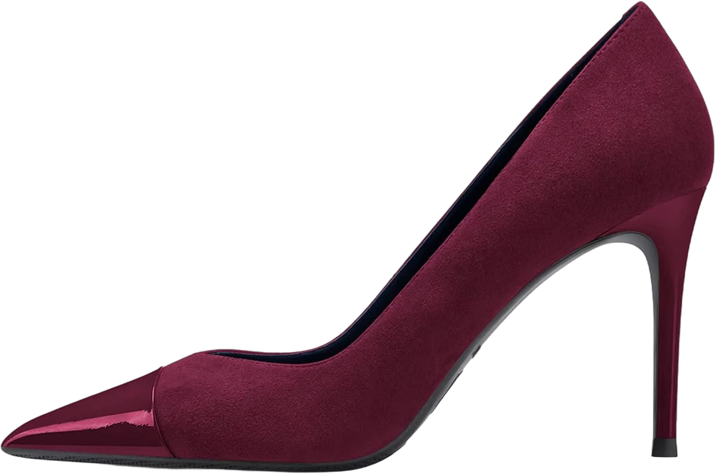 HDEUOLM Women Stiletto High Heel Close Pointed Toe Pumps Slip-on Wedding Sexy Dress Shoes 7 Burgundy Wine Red