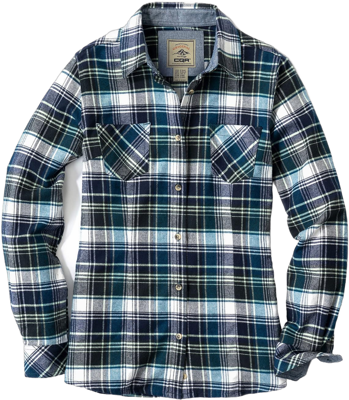 CQR Women's Plaid Flannel Shirt Long Sleeve, All-Cotton Soft Brushed Casual Button Down Shirts