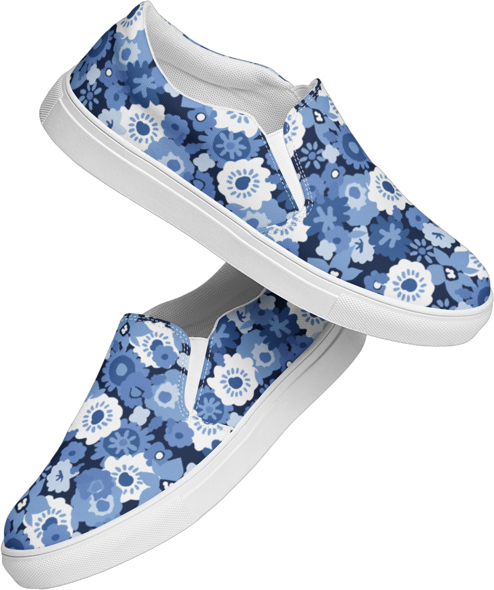 Women’s slip-on canvas shoes Blue/White Garden