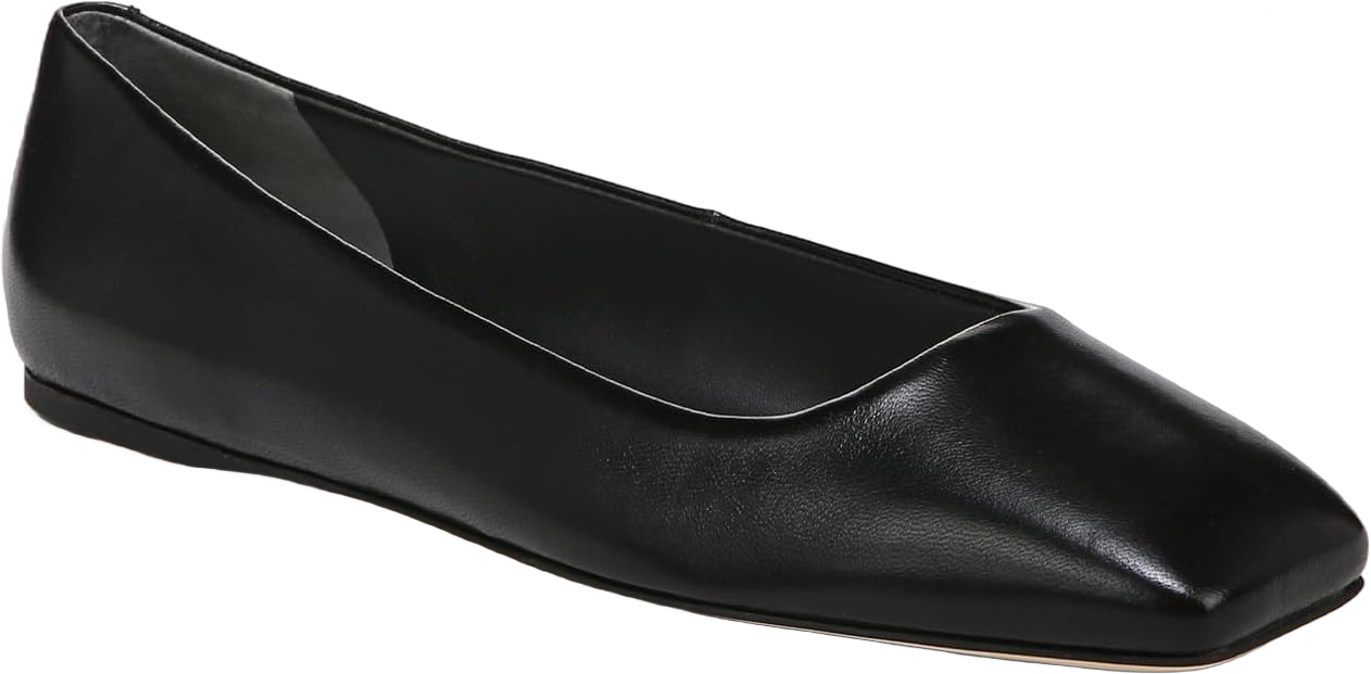 Franco Sarto Women's Flexa Amaya Square Toe Ballet Flat 9 Black Leather