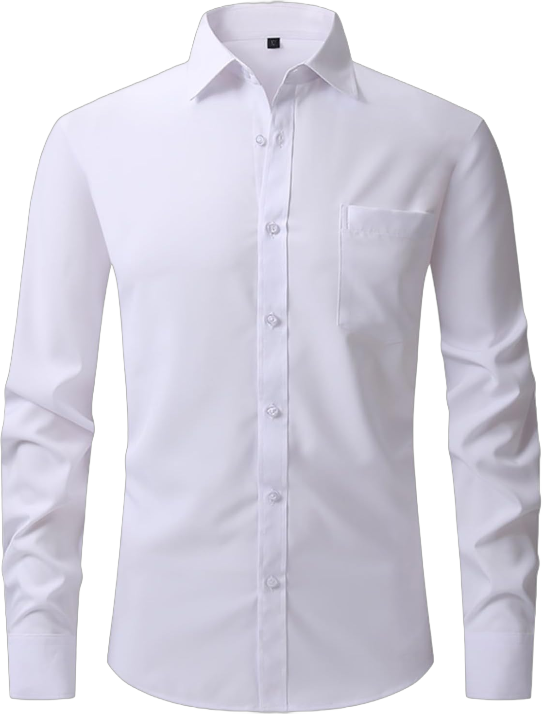 Mens Cotton Dress Shirts Casual Long Sleeve Wrinkle Free Regular Fit Business Formal Button Down Shirts with Pocket A01_white Medium