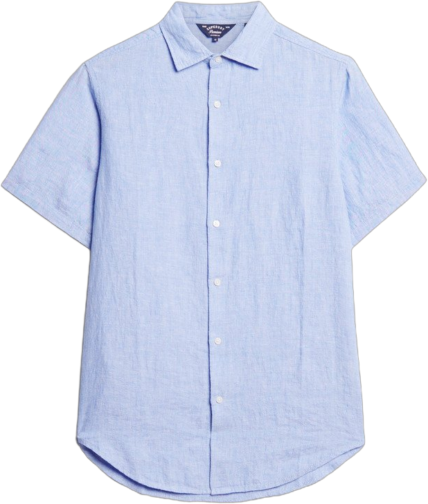 Superdry Mens Studio Casual Linen SS Shirt Light Blue Chambray