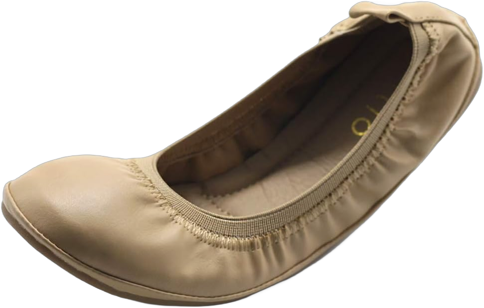 Ollio Women's Shoe Collar Shoe Pull Tab Comfort Ballet Flat 10 Beige