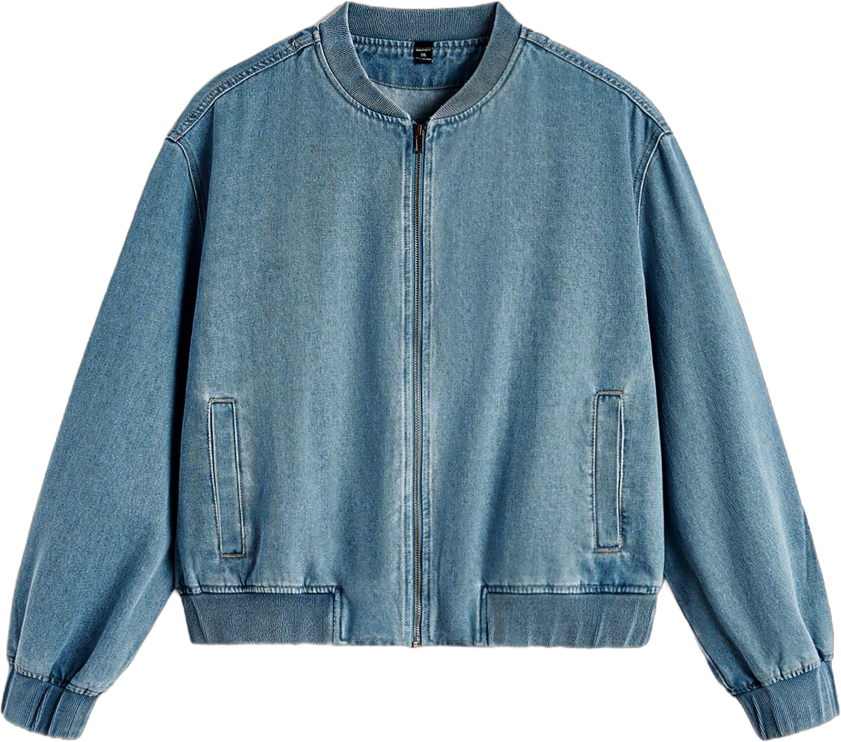 Manfinity Hypemode Plus Size Men's Light Blue Washed Denim Jacket