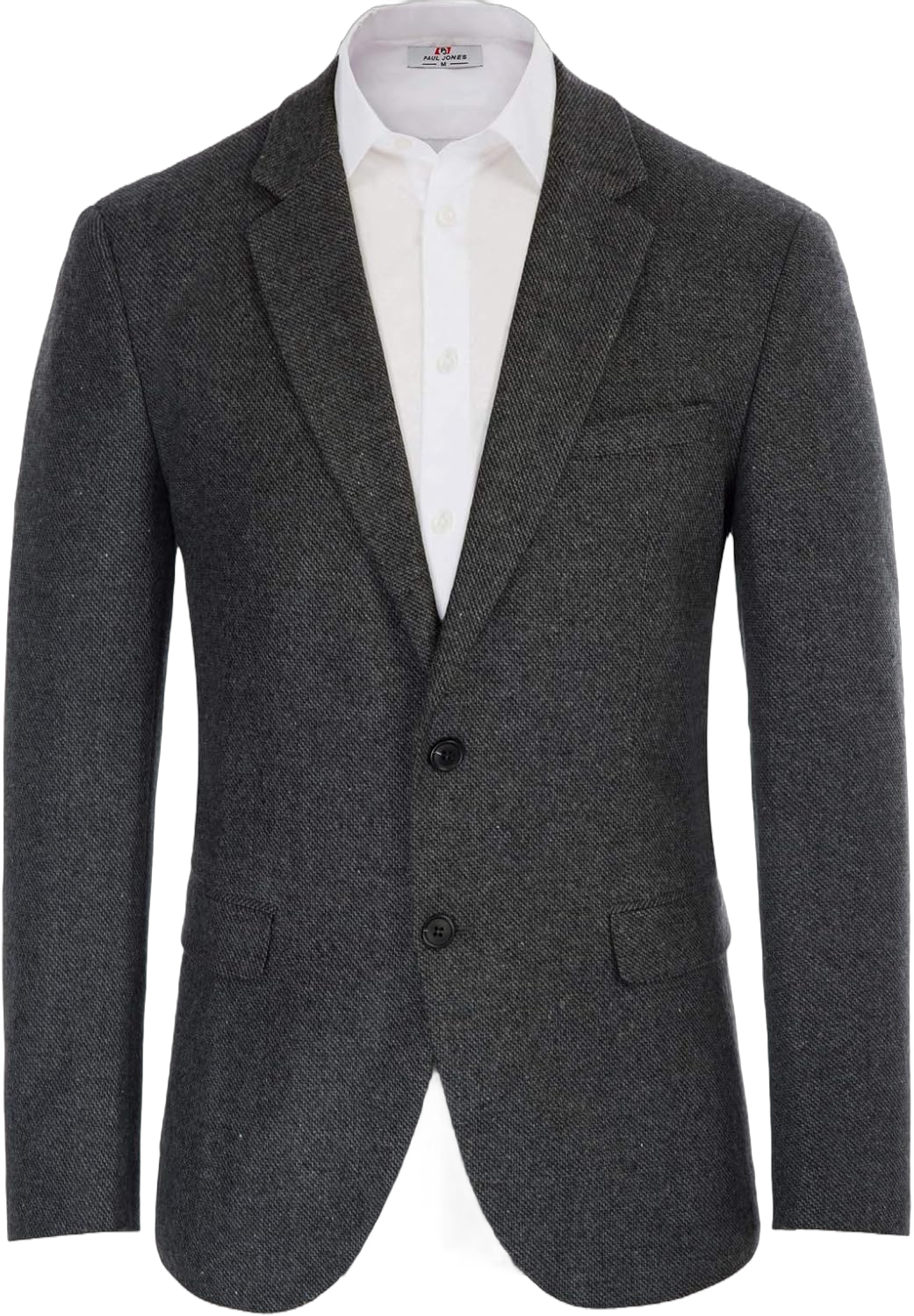 Mens Wool Blend Blazer Jacket Houndstooth Suit Blazer Notch Lapel 2 Button XX-Large Dark Grey