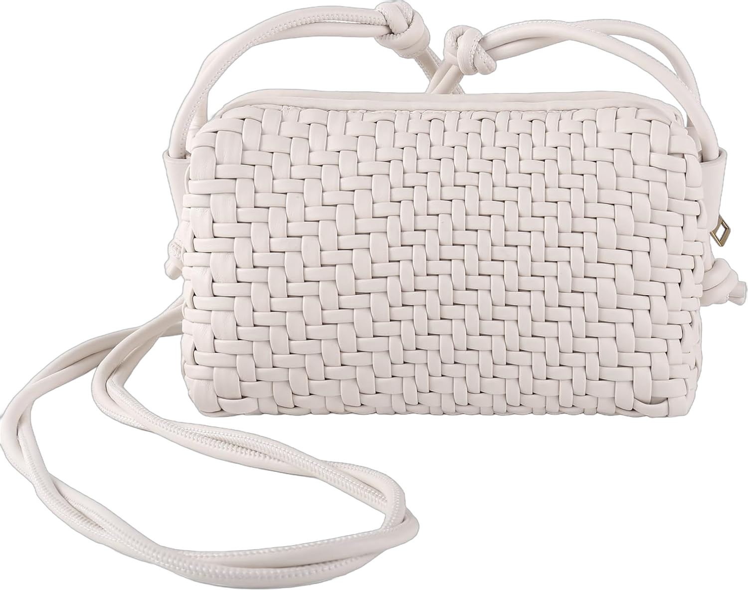 Woven Purse Small Woven Crossbody Bag Clutch Purses for Women Vegan Leather Handbags with Shoulder Strap Beige