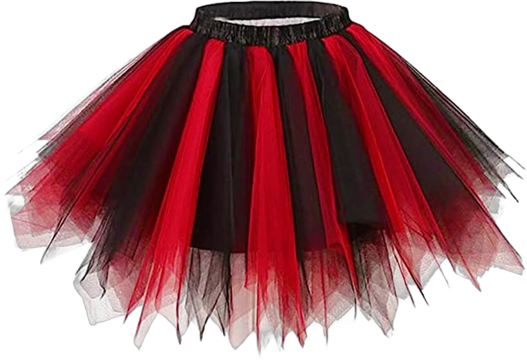 TWINKLEDE Christmas Tutu Skirt Ballet Dance Tulle Skirts Xmas Holiday Costume Tutus for Women and Girls 66 Short Black & Red