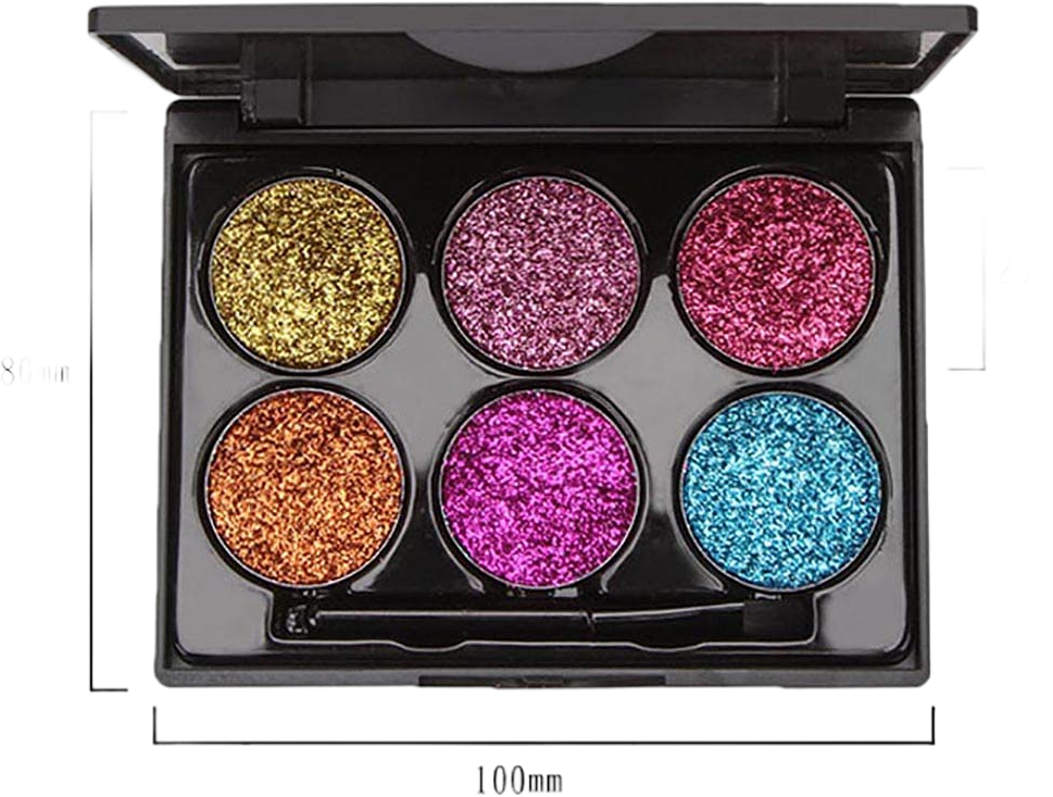 Glitter Eyeshadow Shimmer Eyeshadows Palette Metallic Eye Shadow High Pigment 6 Colors Shadow Long Lasting Eyes Makeup for Women and Girls Pack of 1 (B-Multi color)