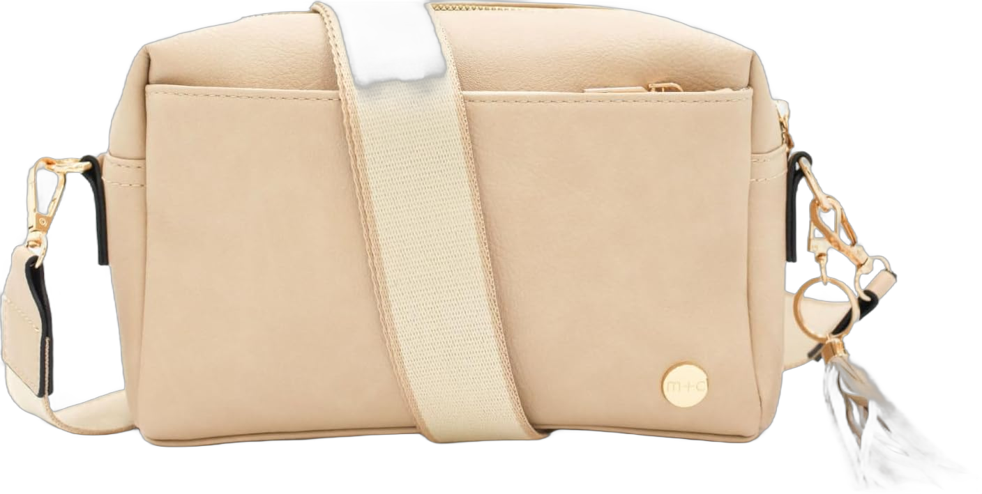 Modern+Chic Crossbody Bags for Women - Kara Crossbody Purse, Vegan Leather Bag w/Card Slots Cream