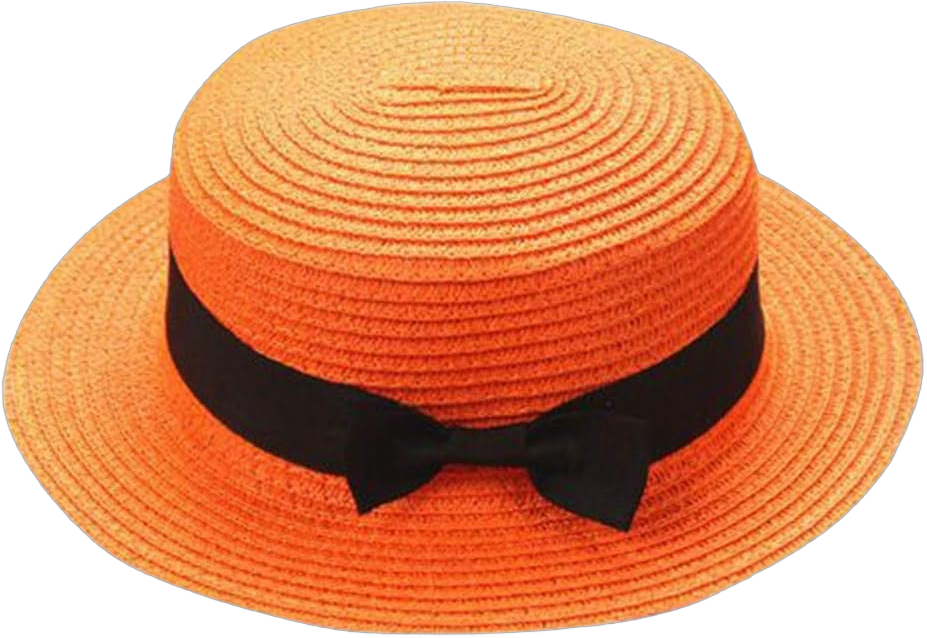 Straw Boater Hat Foldable Packable Beach Hat for Summer Tea Party Sun Hats for Women Bowknot Wide Brim Cap One Size Orange